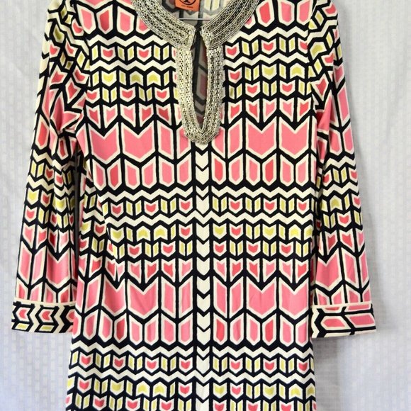 Tory Burch Tops - Tory Burch Silk Pink Geometric Tunic